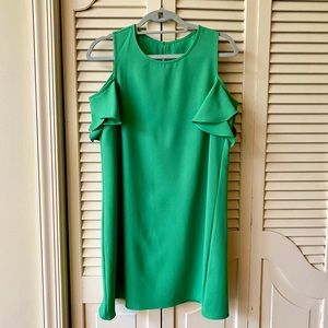 Green Cold Shoulder Shift Dress